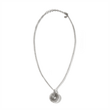 John Hardy Classic Chain Hammered Silver Pendant on 2mm Mini Rolo Chain Necklace with Blue Sapphire