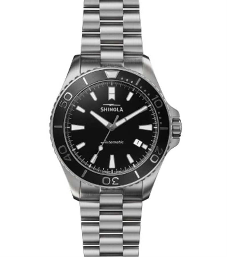 The Lake Superior Monster Automatic Watch with Black Face and Stainless Steel Bracelet