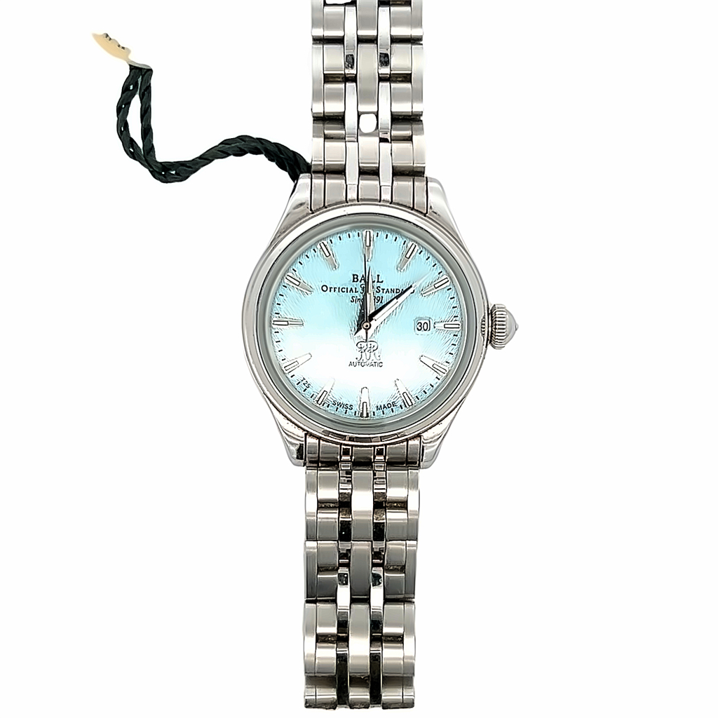 Estate Ladies Ball Watch Trainmaster Automatic Ice Blue Dial Watch