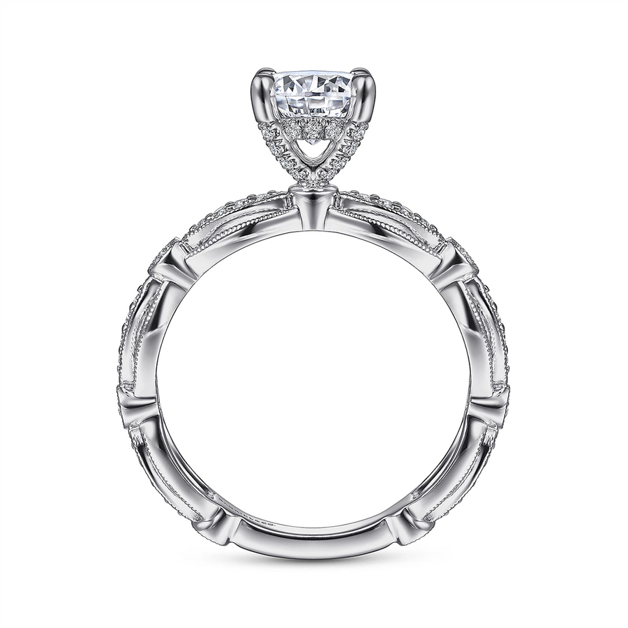 Gabriel & Co. Latizzia - Vintage Inspired 14K White Gold Round Diamond Engagement Ring Mounting