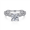 Gabriel & Co. Latizzia - Vintage Inspired 14K White Gold Round Diamond Engagement Ring Mounting