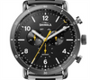 The Canfield Sport Watch with Black Face and Gunmetal Gray Stainless Steel Bracelet