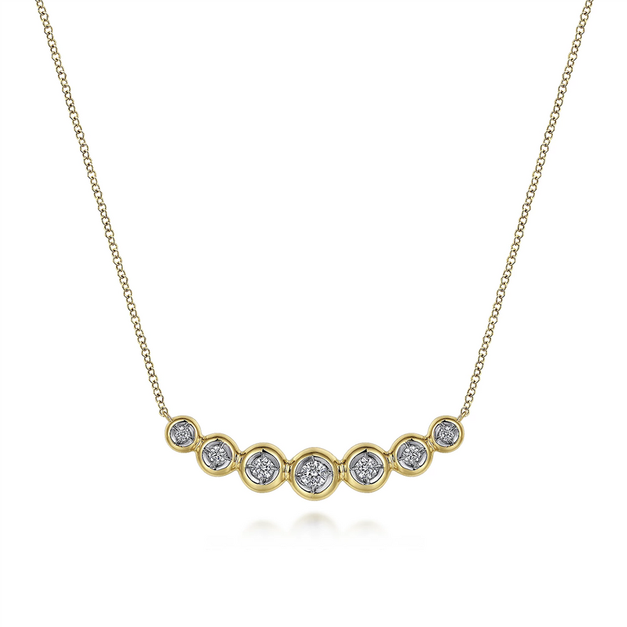 Gabriel & Co. Fashion 14K Yellow Gold Curved Diamond Bar Necklace