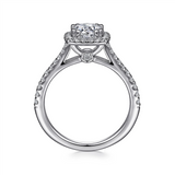 Gabriel & Co. Michaela - 14K White Gold Cushion Halo Round Diamond Engagement Ring Mounting