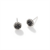John Hardy Classic Chain Silver 7mm Round Stud Earrings with Treated Black Sapphire and Black Spinel