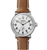 The Runwell Watch with White Face and Tan Leather Strap