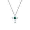 Gabriel & Co. Fashion Sterling Silver Round Emerald Cross Necklace