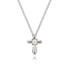 Gabriel & Co. Fashion Sterling Silver Cultured Pearl Cross Necklace