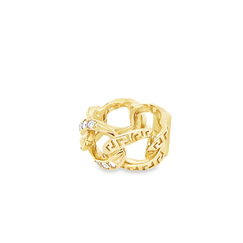 Yellow 18 Karat Versace Gianni Medusa Wide Chain Ring With