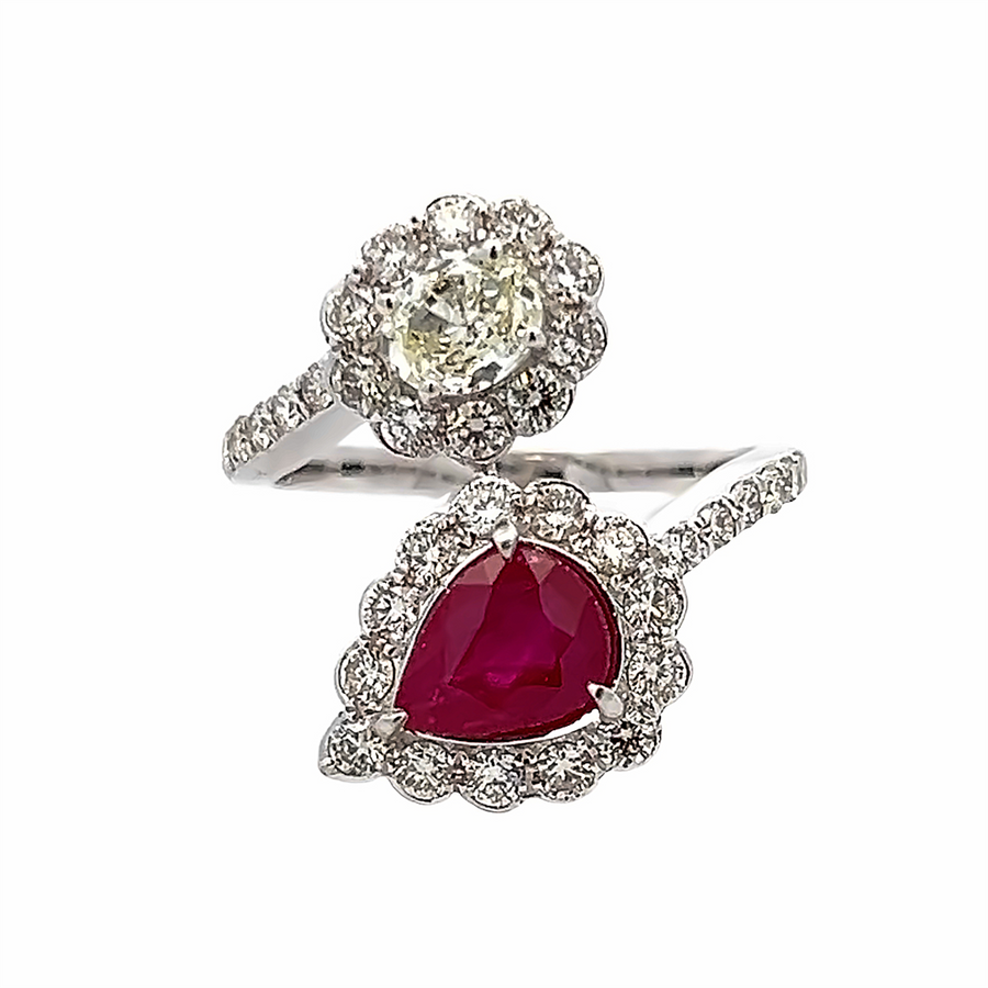 Ruby & Diamond Bypass Ring