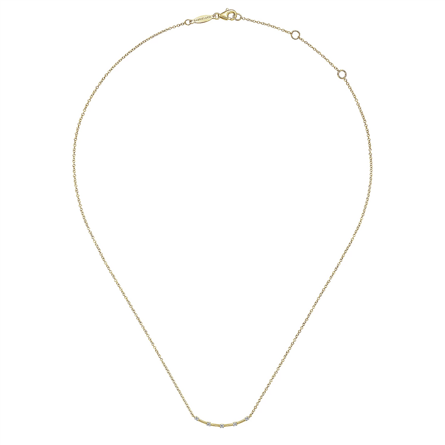 Gabriel & Co. Fashion 14K Yellow Gold Diamond Stations Bar Necklace