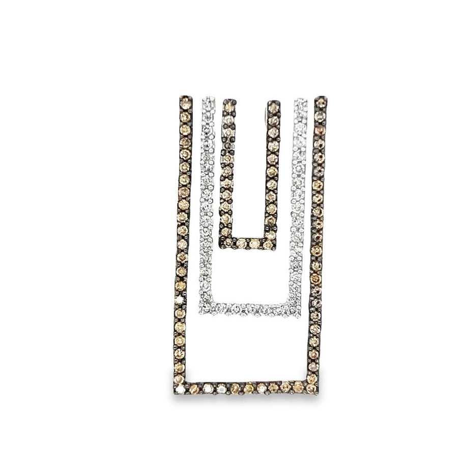 White 10 Karat Nested Rectangular Diamond Pendant Necklaces