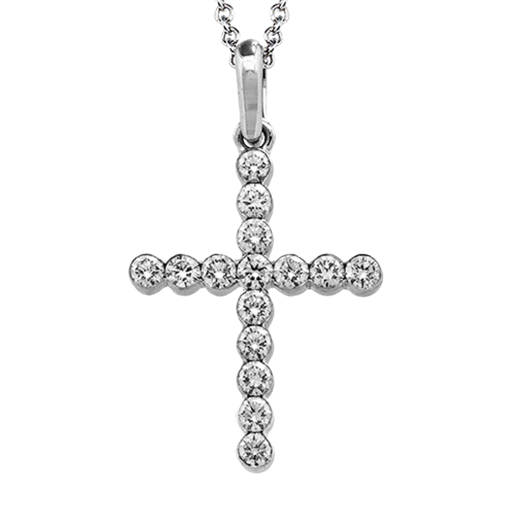 Lady's White 18 Karat Cross Necklace