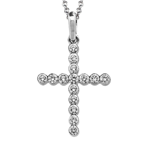 Lady's White 18 Karat Cross Necklace