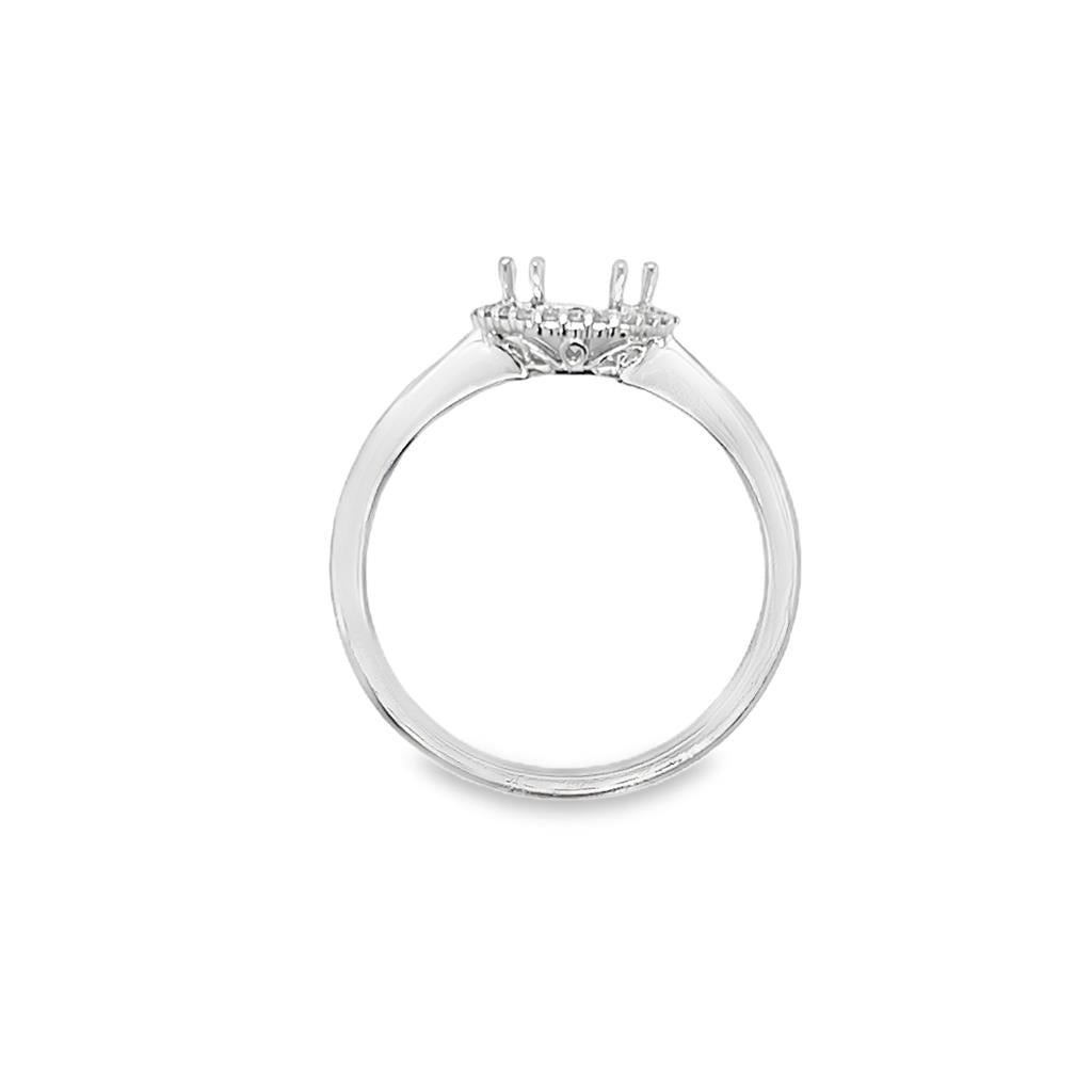 Lady's White 18 Karat Hexigonal Halo Ring