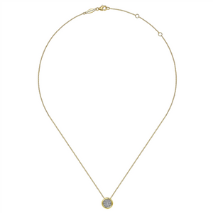 Gabriel & Co. Fashion 14K White-Yellow Gold Diamond Cluster Pendant Necklace