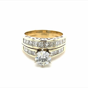 Estate Round & Princess Diamond Wedding Set