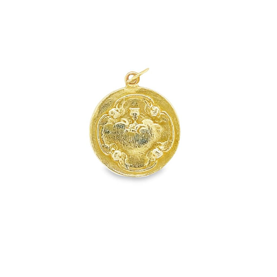 Yellow 14 Karat "Pater Noster" Round Side Pendant