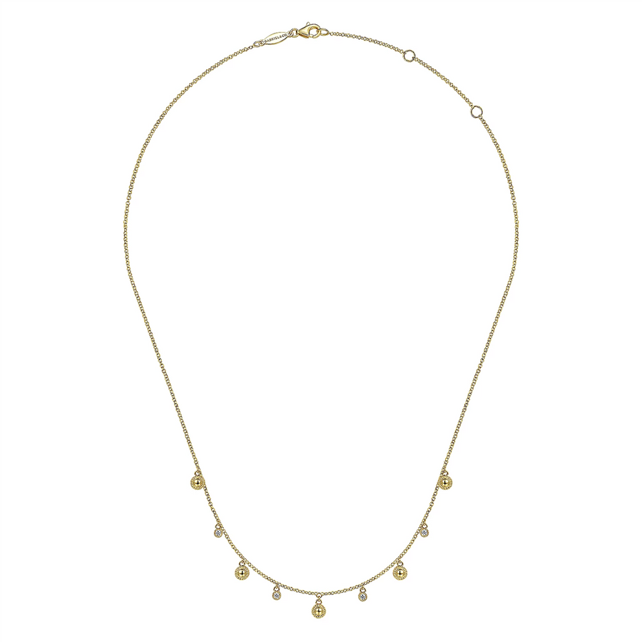 Gabriel & Co. Fashion 14K Yellow Gold Station Droplet Necklace