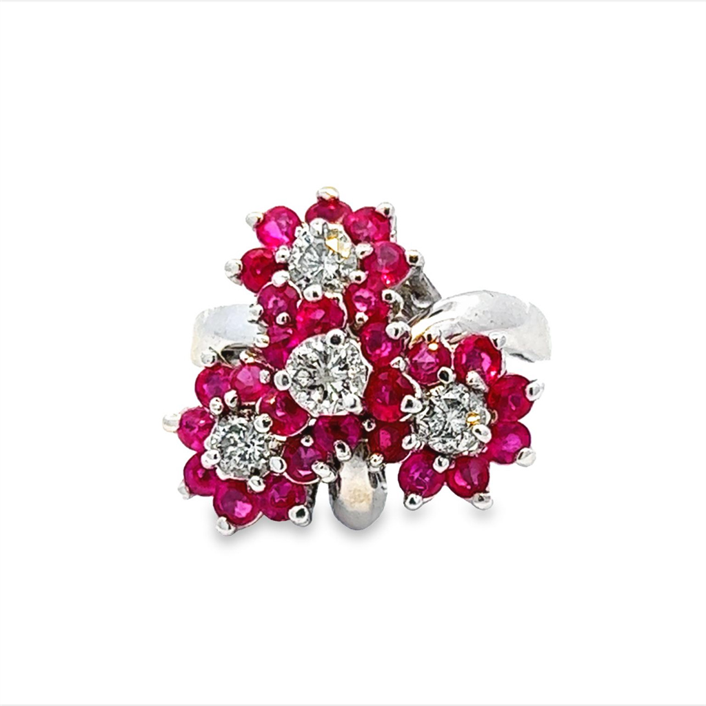 Estate Floral Ruby Ring