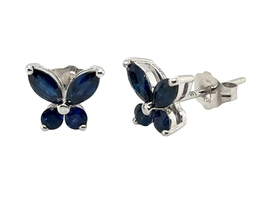 Lady's White 18 Karat Butterfly Stud Earrings With 4 = approx. 1.00Twt