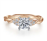Gabriel & Co Two-Tone Twisted Rope Diamond Cluster Engagement Ring Mounting