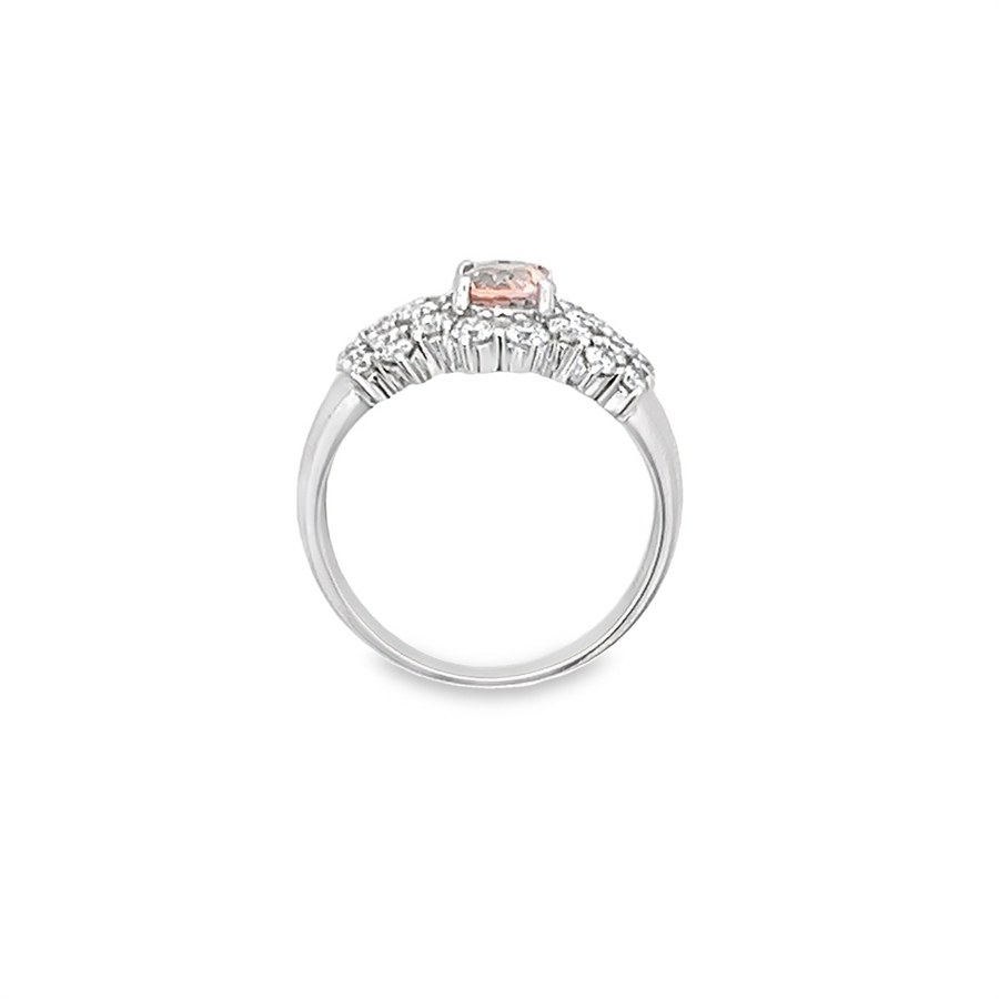 Estate Padparadscha Sapphire & Diamond Ring