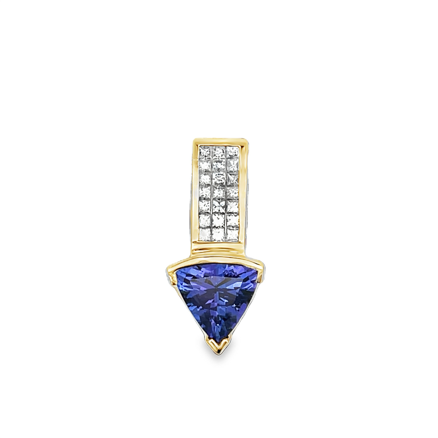 Trillion Cut Tanzanite & Diamond Pendant