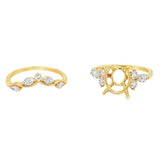 Lady's Yellow 14 Karat Cluster Accented Wedding Set Wedding/Anniversar