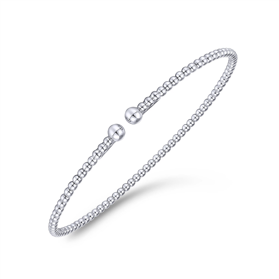 Gabriel & Co. Fashion Split 14K White Gold Beaded Bujukan Bangle
