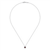 Gabriel & Co. Fashion 14K White Gold Garnet and Diamond Halo Pendant Necklace