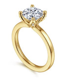 Lady's Yellow 14 Karat Floral Solitaire Ring Size 6.5 6 = 0.05tw Round