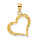 14 Karat Yellow Gold Open Heart Charm Pendant