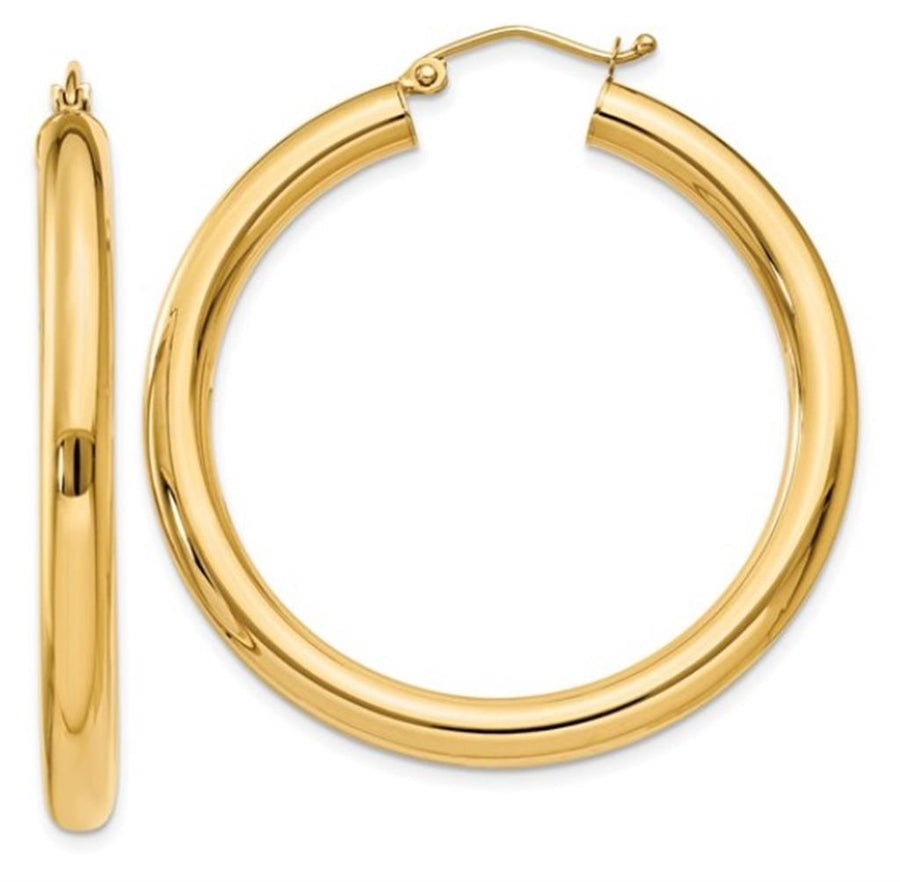 Yellow 14 Karat 3X26mm Polished Hoop Earrings Estate Jewelry Gram Weig