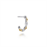 Lady's Two-Tone Sterling Silver/14 Karat Beaded Hoop Earrings Earrings