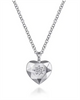 Lady's Sterling Silver Diamond Cut Heart Pendant Silver Necklaces Leng