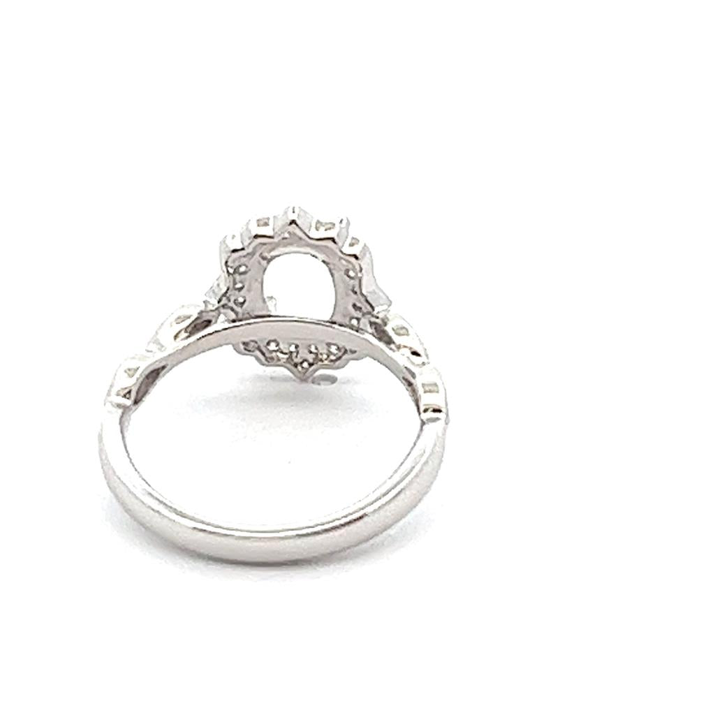 Lady's White 18 Karat Antique Style Halo Semi-Mount Ring