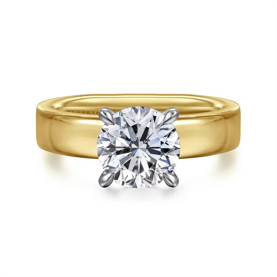 Two-Tone 14 Karat Solitaire Semi-Mount With 4Mm Wide Shank Remount Siz