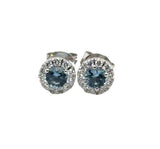 Lady's White 14 Karat Round Halo Stud Earrings With 2 = 0.27Twt Round