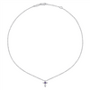 Gabriel & Co. Fashion Sterling Silver Round Amethyst Cross Necklace