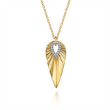 Lady's Two-Tone 14 Karat Diamond Cut Teardrop Necklace Length 17.5 Wit