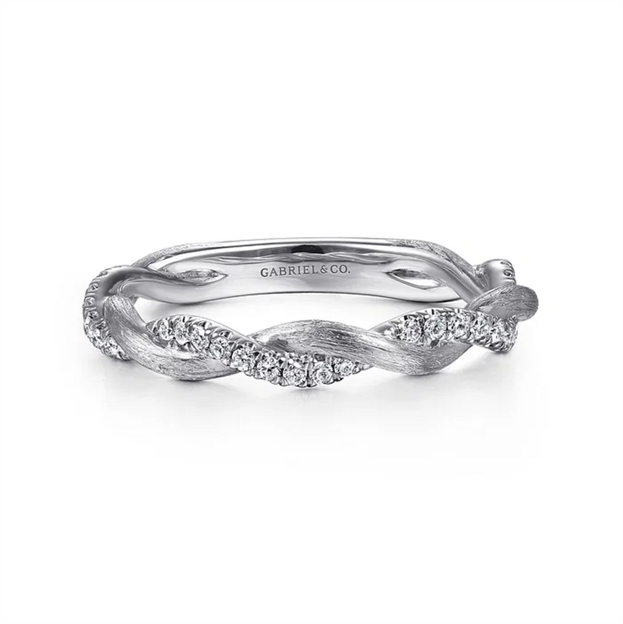 Lady's White 14K Satin Twist Wedding/Anniversary Ring With 39 0.20TW R