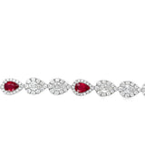 White 18 Karat Pear Halo Bracelet Length 6.5 6 = 3.35tw Pear Rubies
1