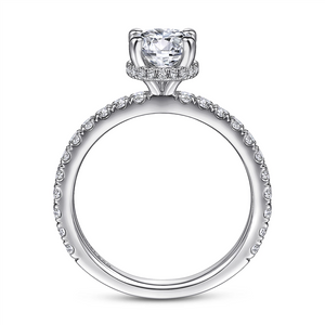 Gabriel & Co. Alina - 14K White Gold Hidden Halo Round Diamond Engagement Ring