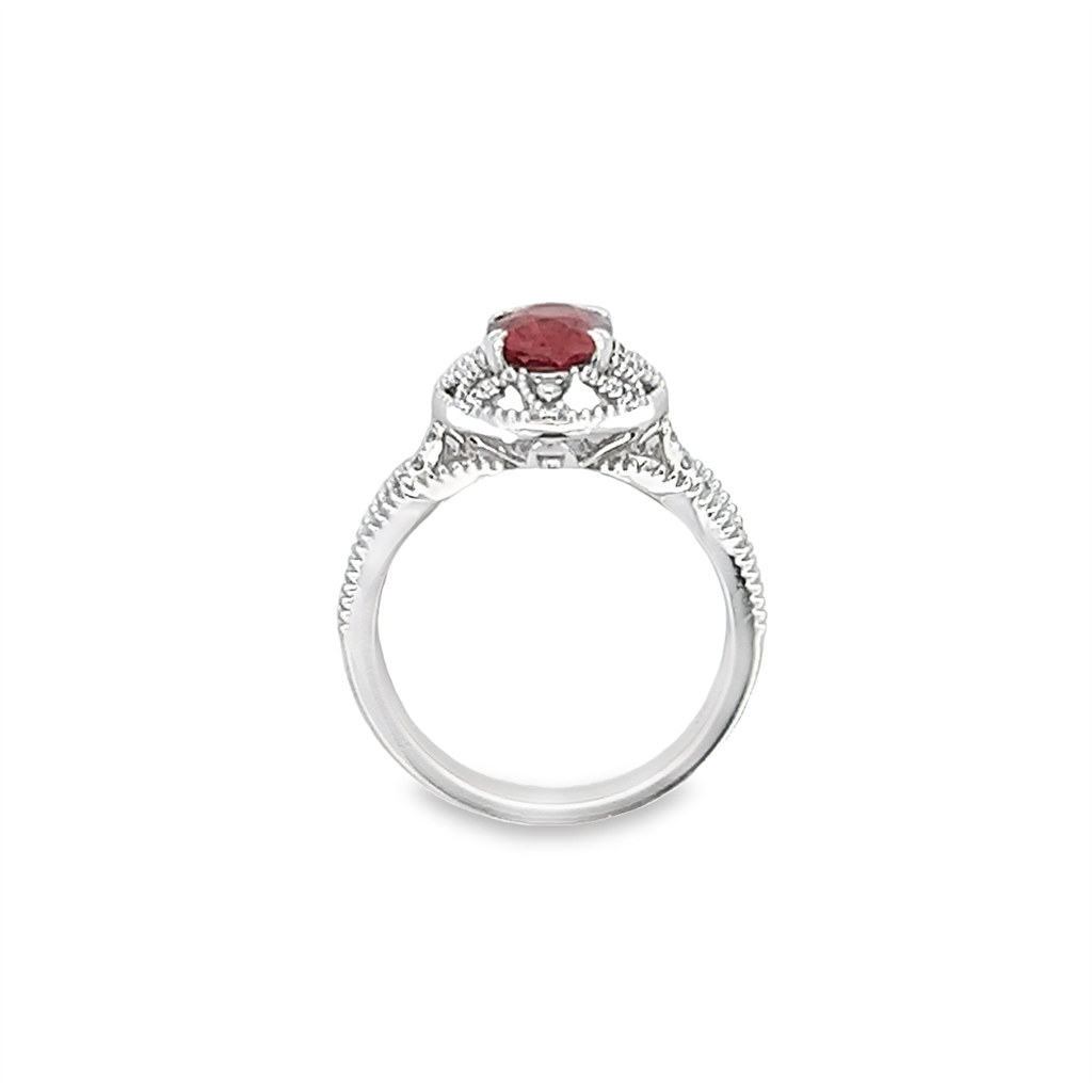 Estate Pink Tourmaline Floral Halo Ring