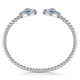 White Sterling Silver Beaded Enamel Cuff Bracelet Bracelet Size 6 30 =