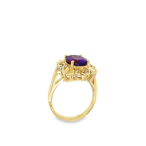 Yellow 14 Karat Le Vian Fashion Ring Estate Jewelry Size 6 one 10.00x8.00mm Oval Amethyst
12=0.30tw Round Diamonds Gram Weight: 6.1