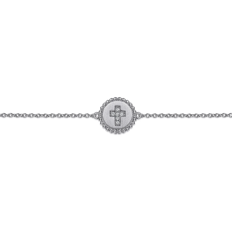 Gabriel & Co. Fashion 925 Sterling Silver Diamond Bujukan Cross Bracelet