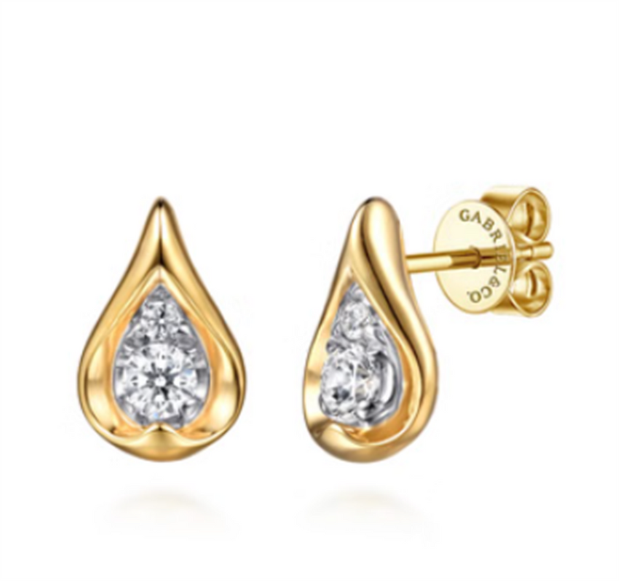 Lady's Two-Tone 14 Karat Contemporary Collection Earrings With 4 = 0.2