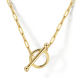 Yellow 14 Karat Paperclip Chain With Toggle Gold Necklaces Length 17 D